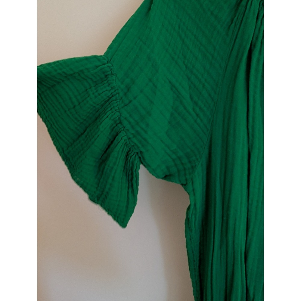 Michael Stars Green katelyn Mini Dress Cotton Gauze Smocked Ruffle Sleeve XS - Picture 4 of 8